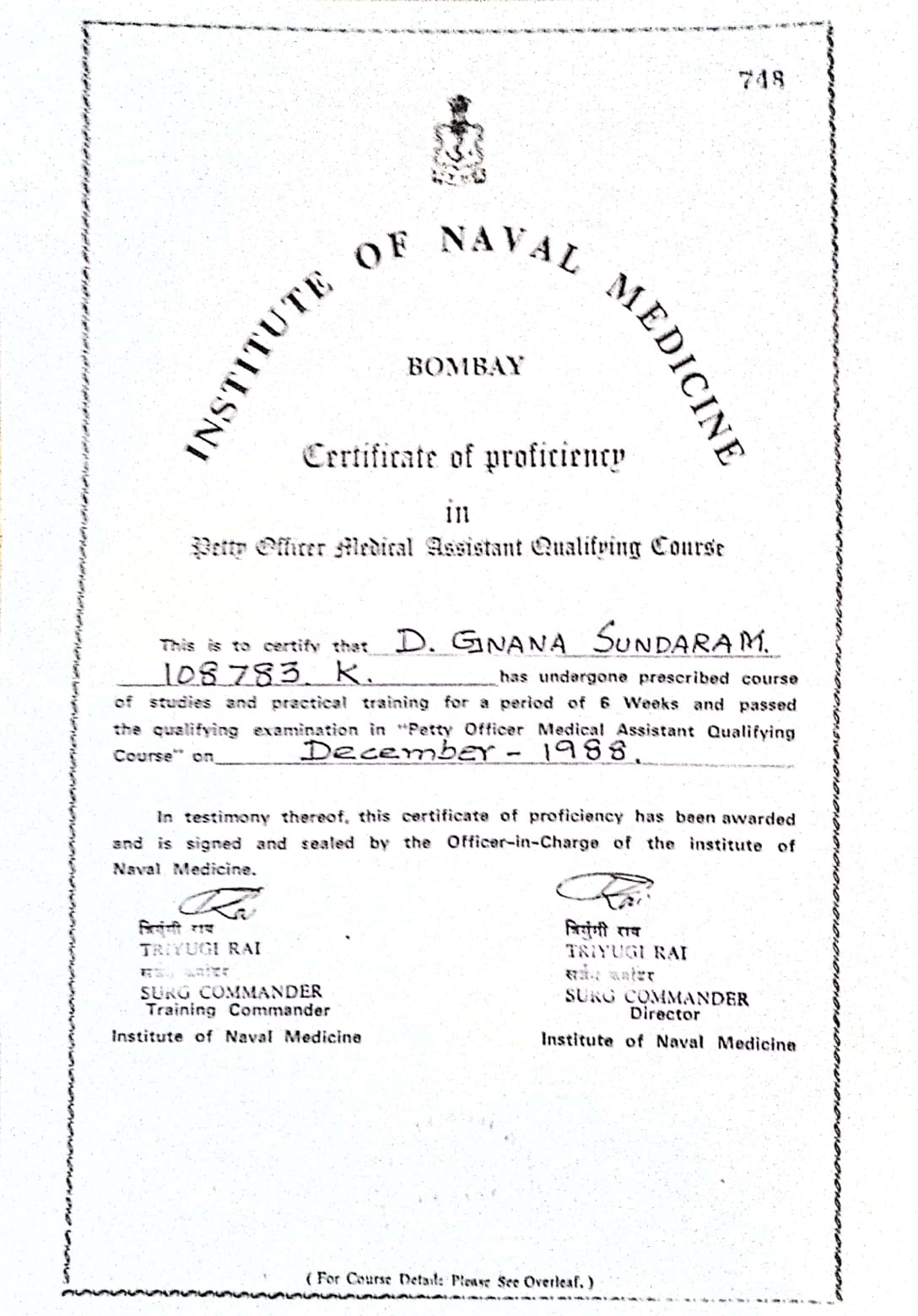Naval Medicine Certificate